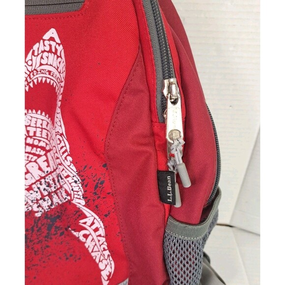 L.L. Bean Red Great White Shark Graphic Backpack 16" Kids School Book Bag Travel - Picture 6 of 8